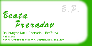 beata preradov business card